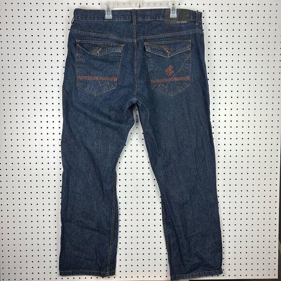 Rocawear Flap Wide Leg Denim Jeans 42x34 Streetwear Skate Baggy‎ Stitched Y2K - Picture 1 of 8